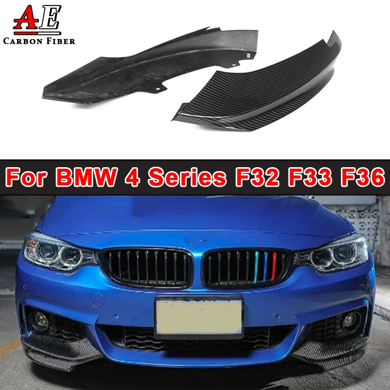 For BMW 4 Series F32 F33 F36 420 Sports Carbon Fiber Front Bumper Side Cover Wrap Corner Fog Lamp Intake Vent Spoiler Splitter