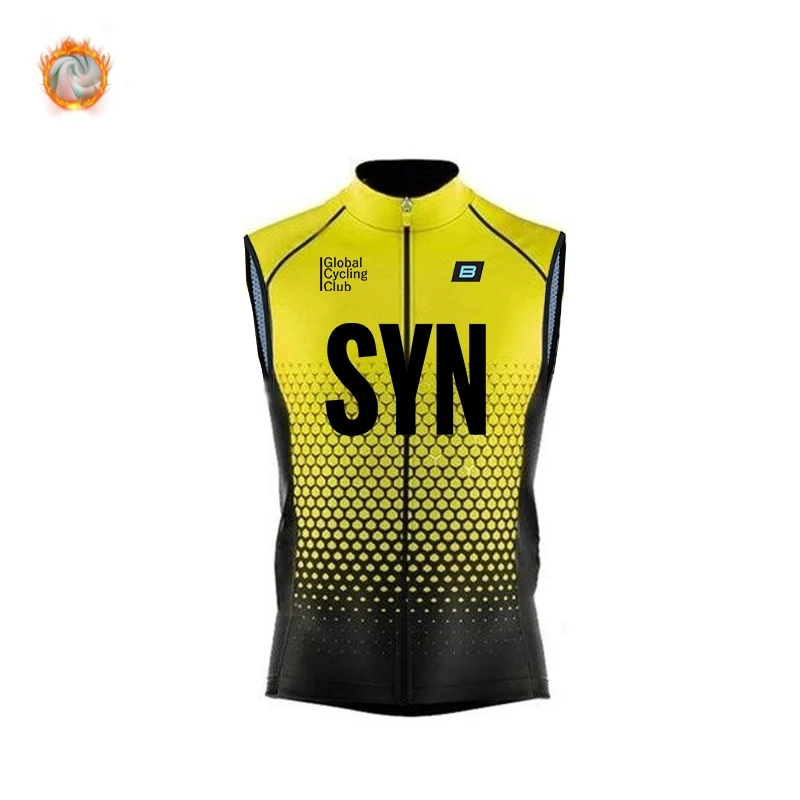 2025 SYN rompi bersepeda musim dingin, jaket bersepeda tanpa lengan tahan angin bulu domba pakaian sepeda MTB