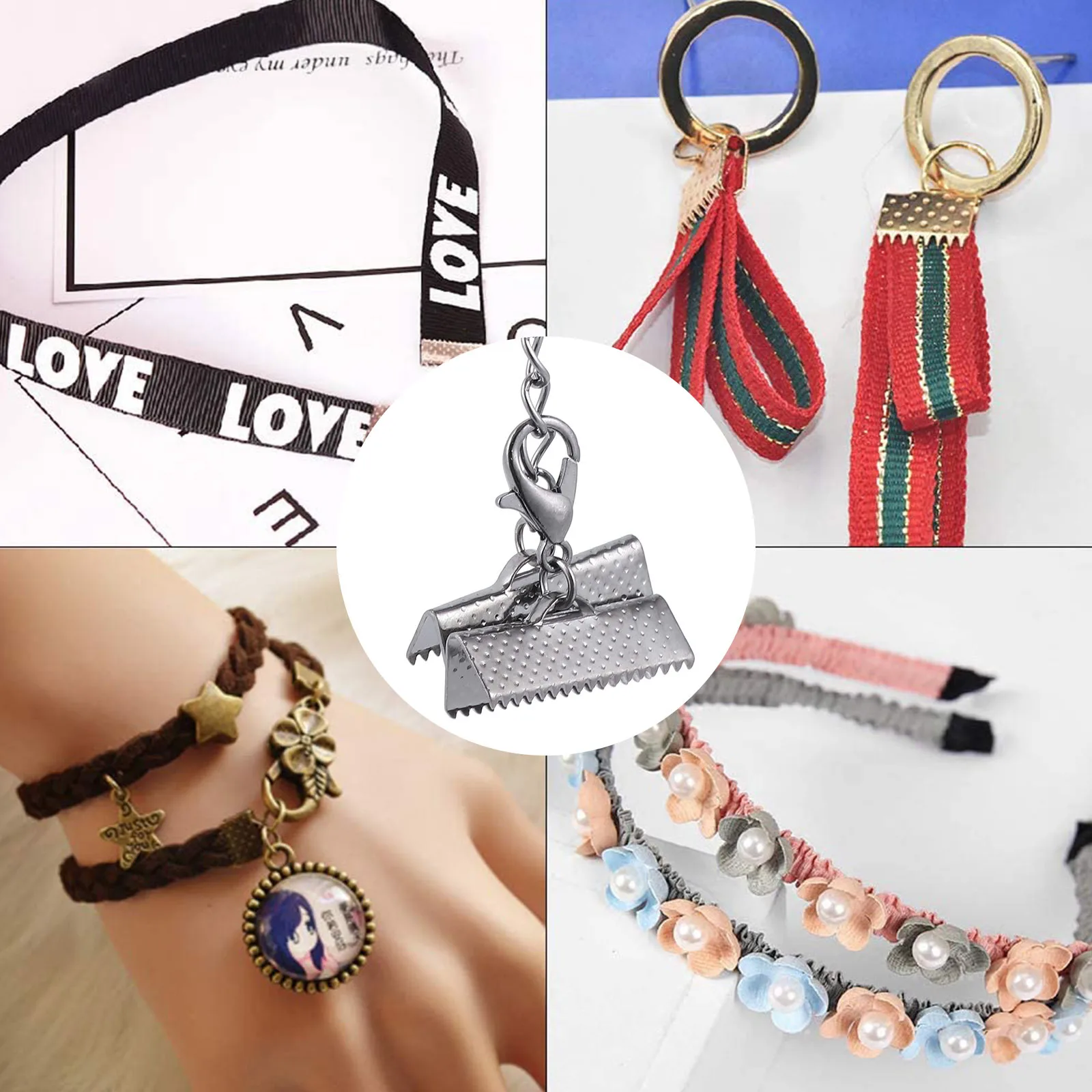 20Pcs 20Mm Extension Chain Clasps Iron Crimp End Clamps for DIY Jewelry Making Ribbon Ends Fixed Clips Cord Fasteners