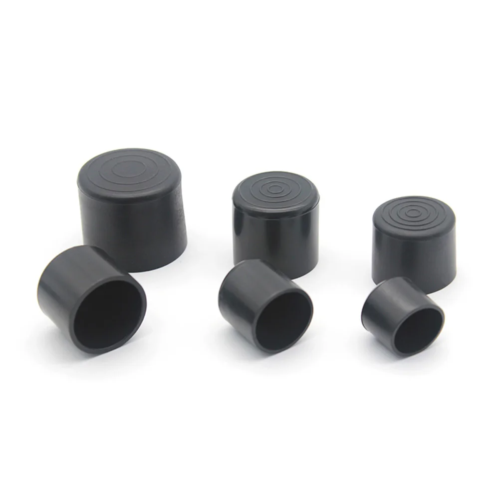 4pcs Black Round Rubber Chair Leg Caps Table Furniture Feet Pipe Tubing End Cover Socks Plug Floor Protection Pad 6 8 10 12-63mm