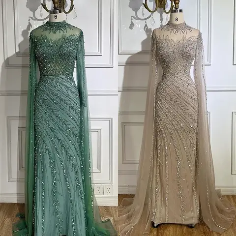 सेरेन हिल 2025 न्यूड केप स्लीव्स मरमेड लेस बीडेड लक्ज़री दुबई लॉन्ग इवनिंग ड्रेसेस गाउन कस्टमाइज़ वेडिंग पार्टी BLA71885A 10 best sales शांत पहाड़ी पोशाक - №6