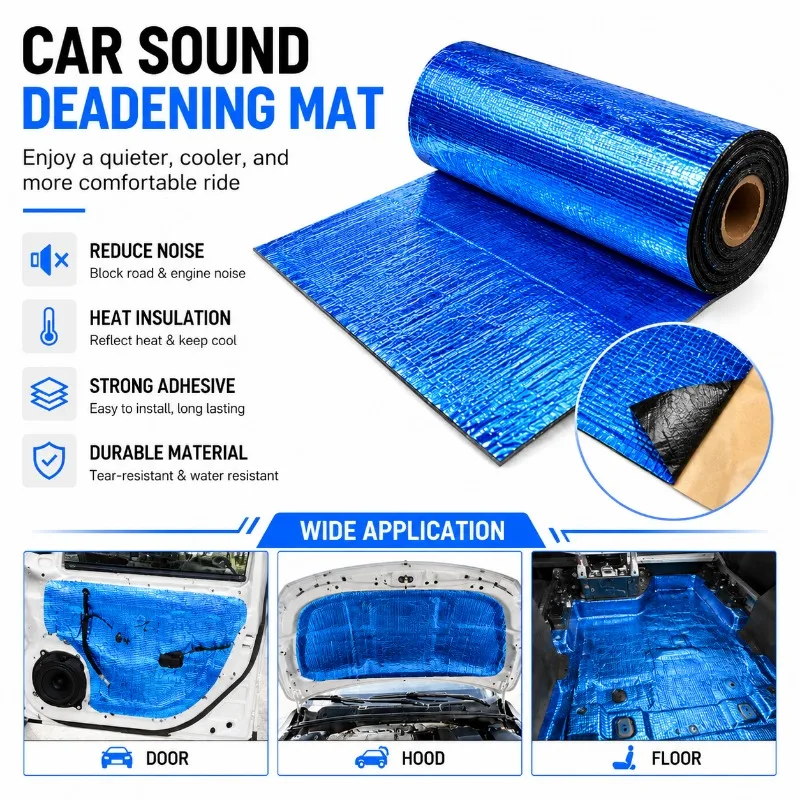 Car Thermal and Acoustic Insulation Foam Self-adhesive Aluminum Foil Thermal and Acoustic Insulation Car Hood Acoustic Foam