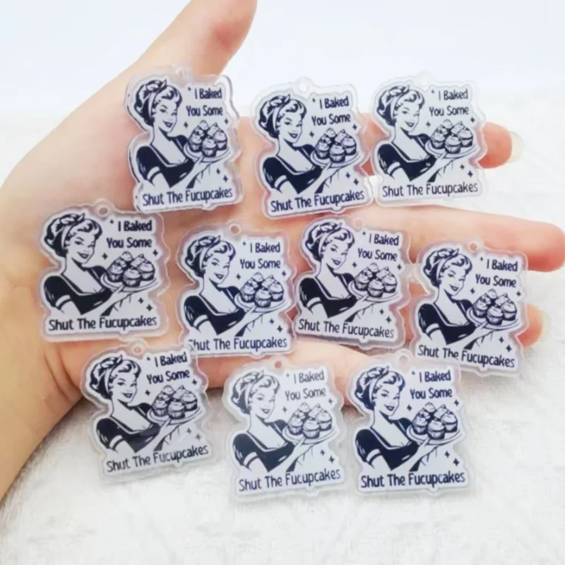 10pcs acrylic cake quote pendant, DIY jewelry making earrings necklace keychain accessories