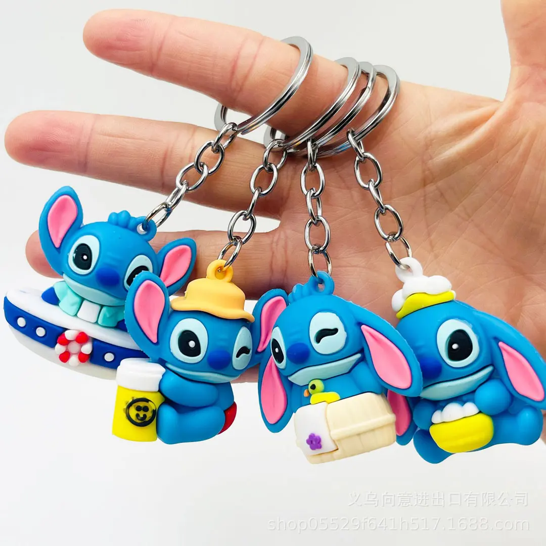 10 pièces/lot Lilo & Stitch jouets Keychian Anime point pendentif porte-clés Kawaii porte-clés femmes voiture porte-clés fille cadeau d'anniversaire