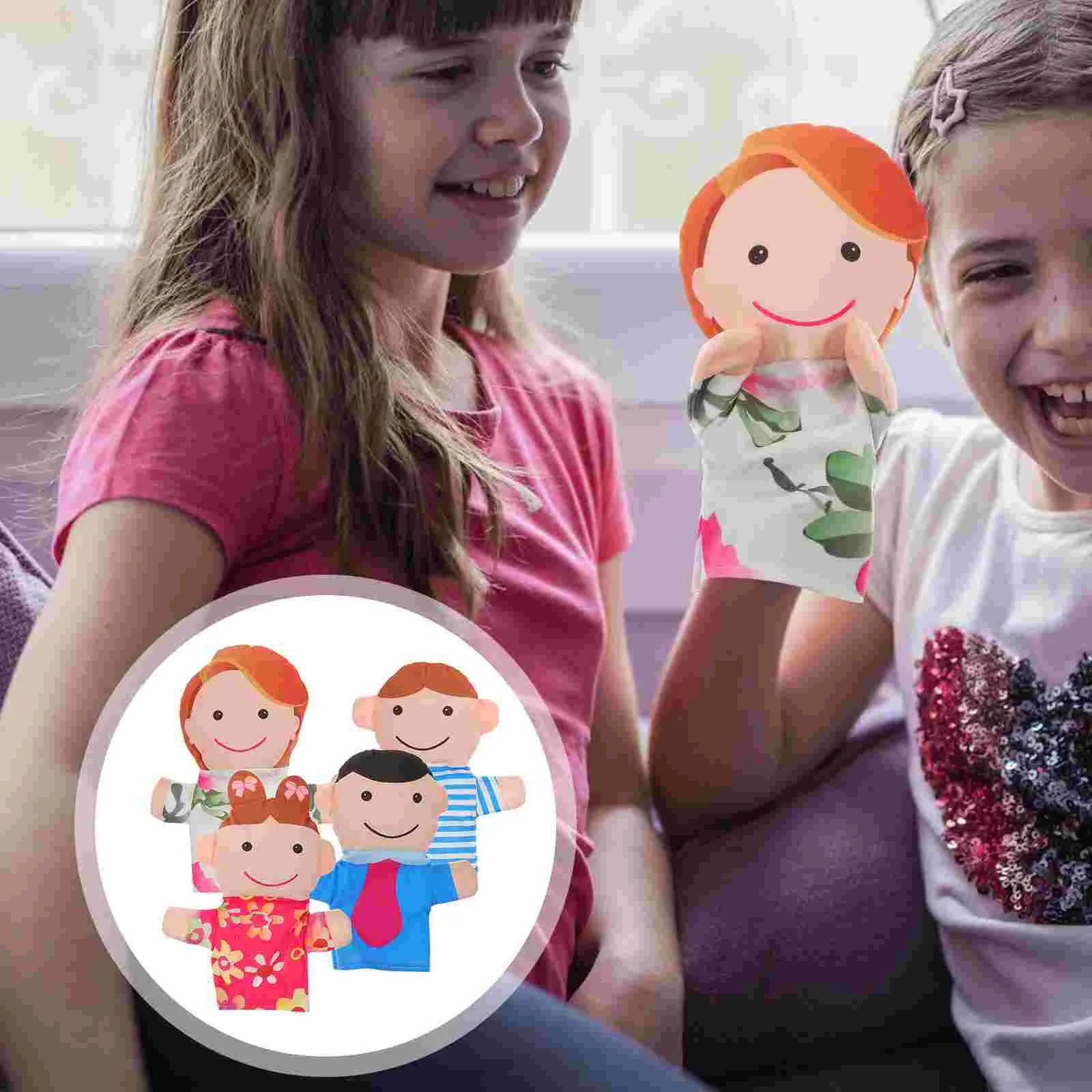 4 Stück Familien figur Puppen Handpuppe erzählen Puppen pädagogisch für 3 Jahre alten Baby Plüsch