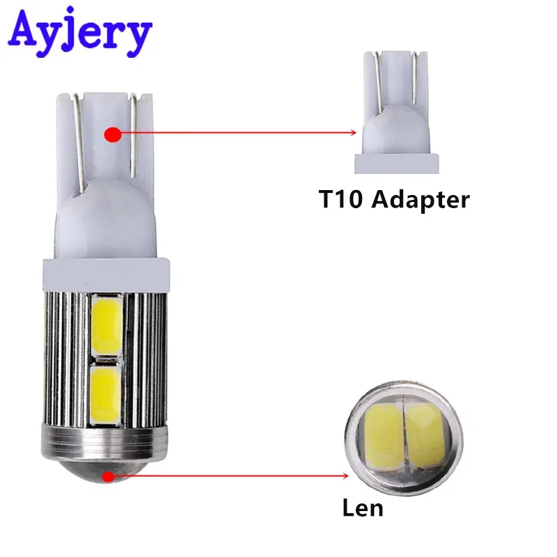 AYJERY 100PCS 12V T10 W5W 2825 158 Light Bulbs Side Marker Trunk Lights 194 168 For Car License Plate Lamp 5630 10 SMD White