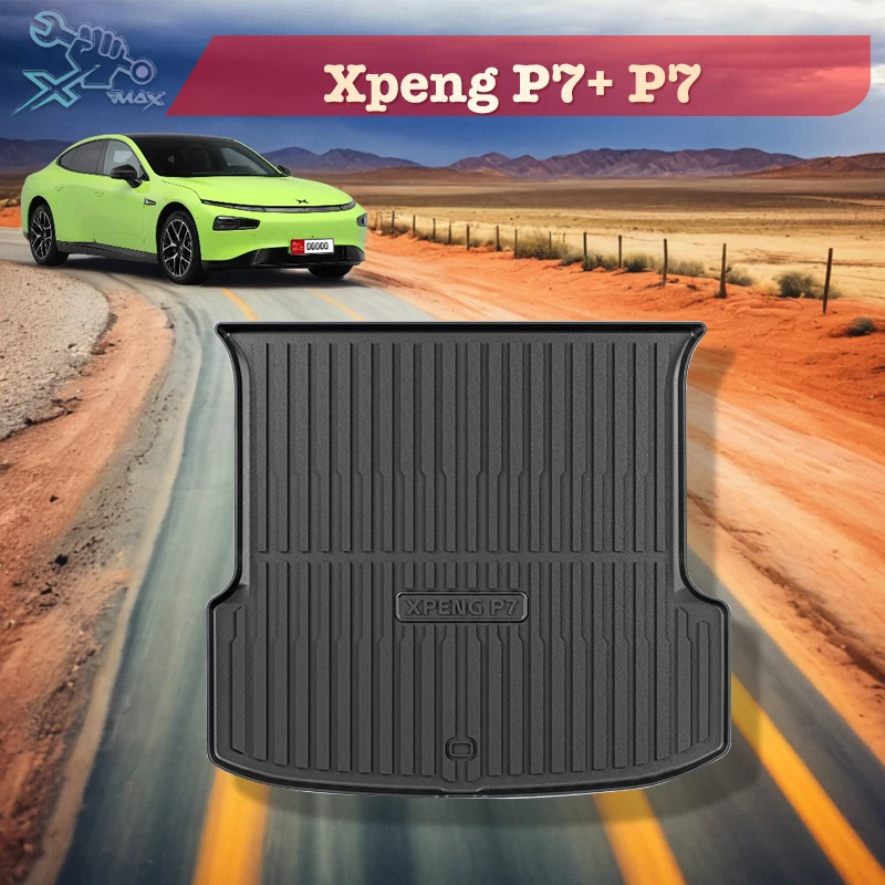 

For Xpeng P7+ P7 MAX 2020-2024 TPE Custom Fit Car Trunk Mat All Season Black Cargo Mat 3D Shaped Laser Measured Trunk Liners