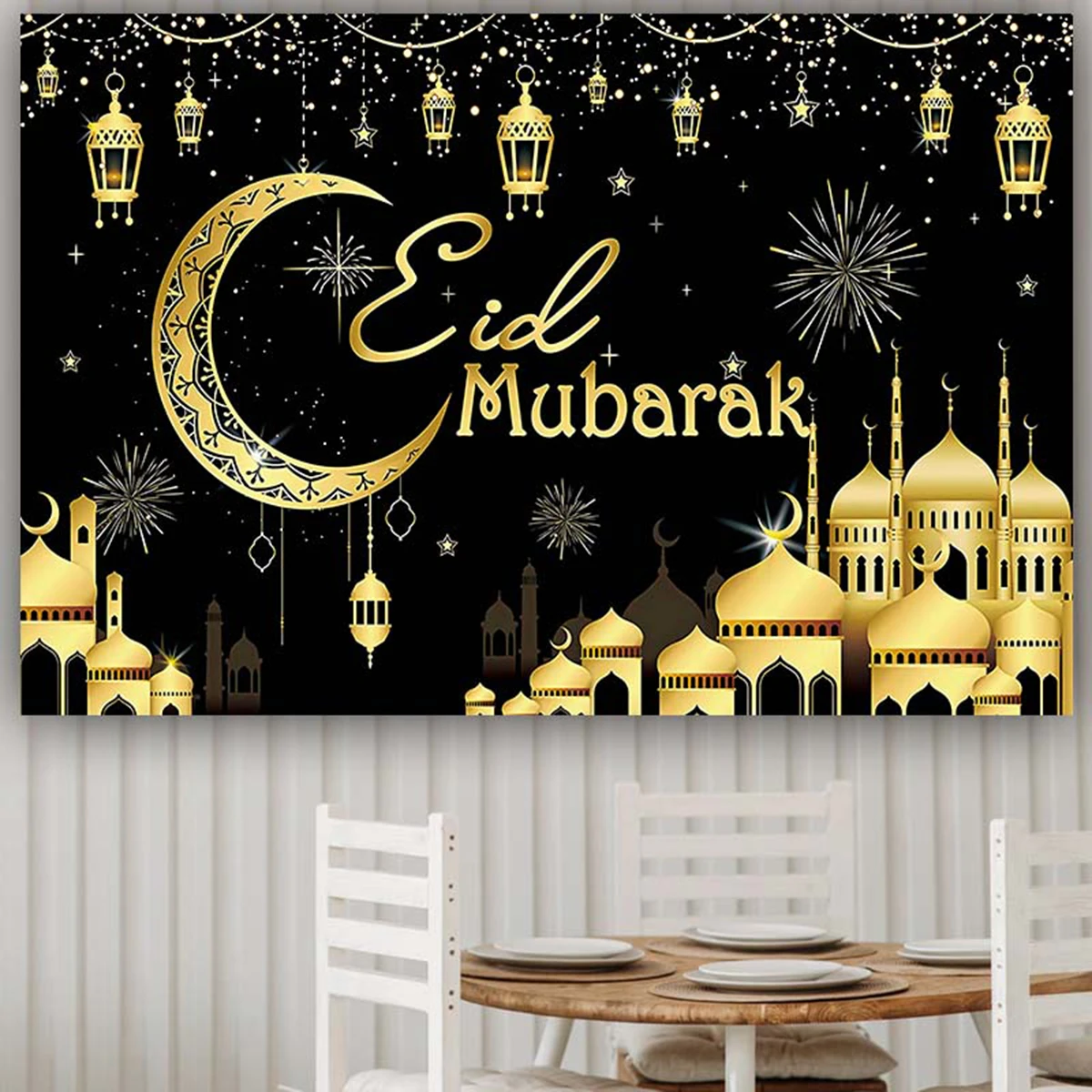 Fondo de Eid Mubarak Ramadán Kareem, suministros de fiesta musulmanes islámicos, decoración de Ramadán para el hogar, regalo de Eid al-fitr, 2023