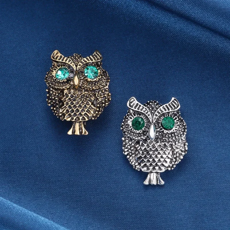 Women Men Owl Brooch Enamel Rhinestone Animal Pin Party Jewelry Gift Accessories