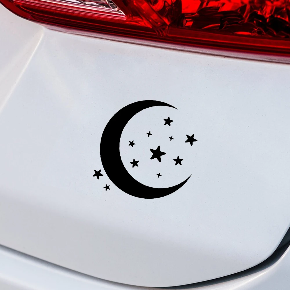 Crescent Moon & Stars Car Window Decal Holographic Witchy Mystical Celestial Aesthetic Vinyl Sticker for Laptop Mug Cup Decor