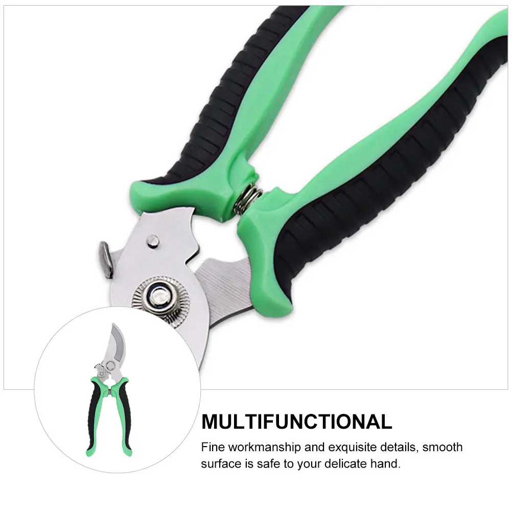 

Greening Scissor Garden Pruning Shear Fruit Trimming Scissor Green Safety Lock Skidproof Labor-Saving Elastic Spring Gardening