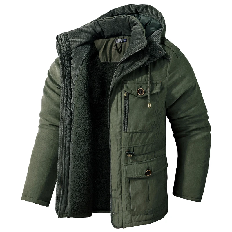 Zimowe męskie ciepłe kurtki polarowe moda męska zagęścić termiczne taktyczne płaszcze z kapturem mężczyźni Outdoor kurtka wiatrówka z wieloma kieszeniami