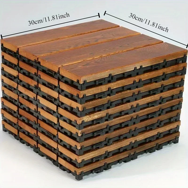 Azulejos de suelo de madera, instalación de empalme DIY para terraza exterior, balcón, azulejos de suelo de patio, 1 ud.