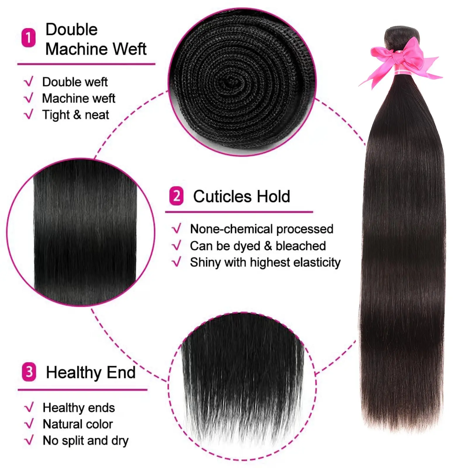 Straight Bundles Human Hair 12A Human Hair 4 Bundles Straight Hair 20 22 24 26 Inch Brazilian Virgin Deal Human Hair Extensions image 2