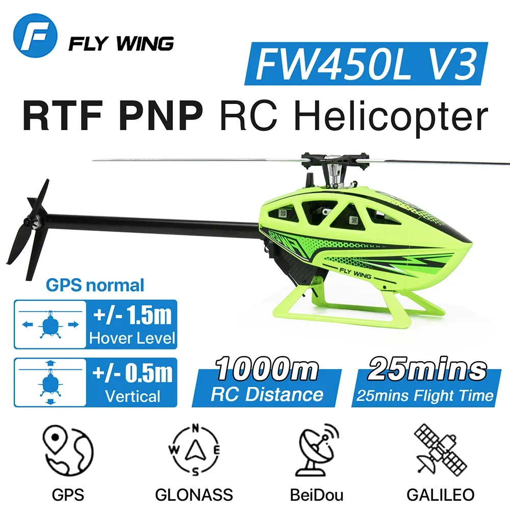 Fly Wing Fw450l V3 Six-Channel Rc Helicopter PNP RTF 3d Gps Automatic Return W/H1 Flight Control System