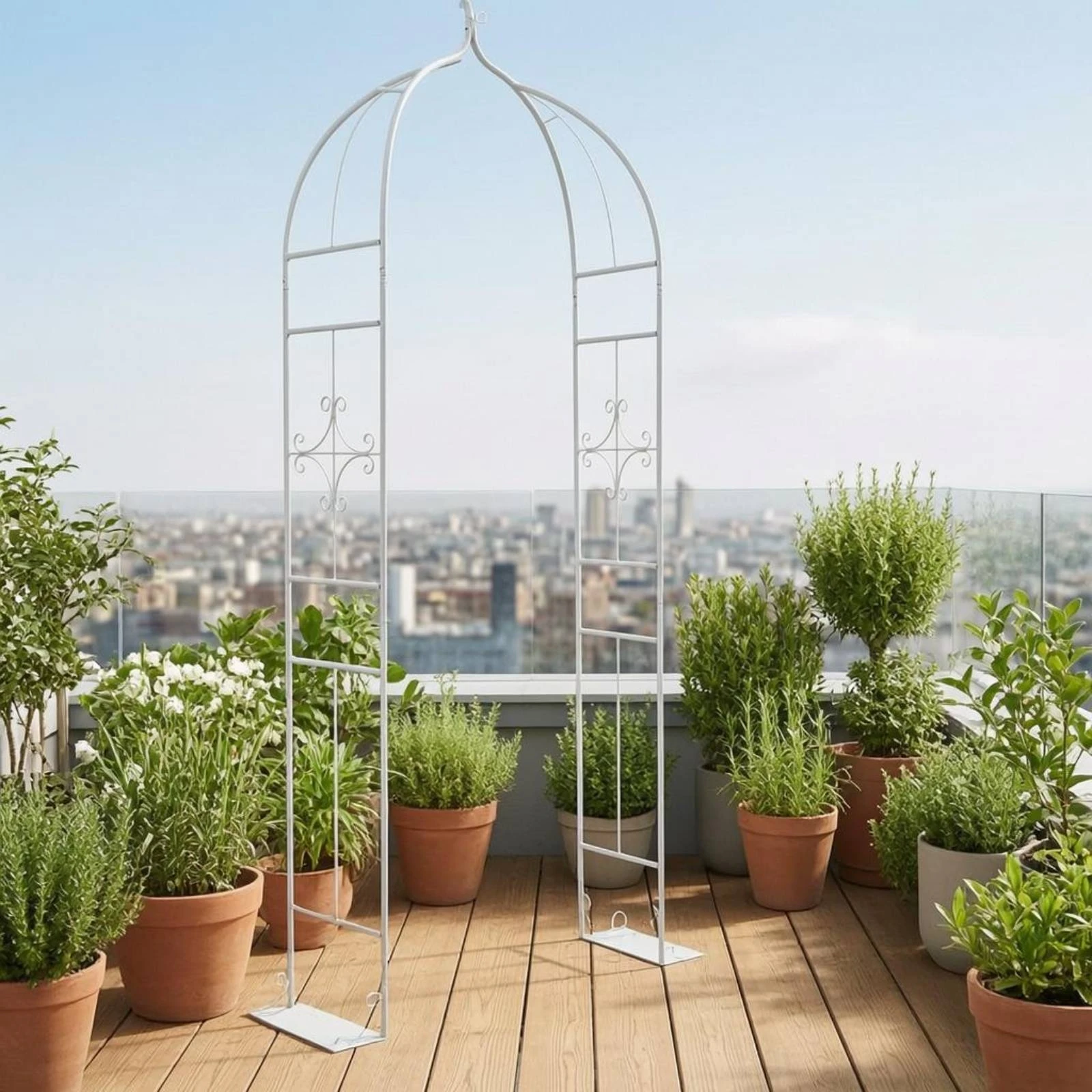 Freestanding Arch Trellis Scroll Accents Metal Garden Arch Iron Wire Trellis Decorative Outdoor Decoration
