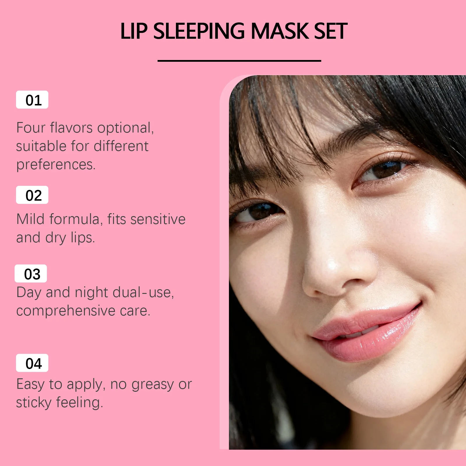 Lip Sleeping Mask Set Fades Lip Lines 4 Flavors Berry Mint Honey Green Apple Moisturizing Nourishing Lip Care Winter Skincare