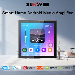 Smart Home audio in Wall Amplifier Android 11 System 4 Inch Touch Screen Tuya WiFi Amplificador Alexa Remote Control sound panle