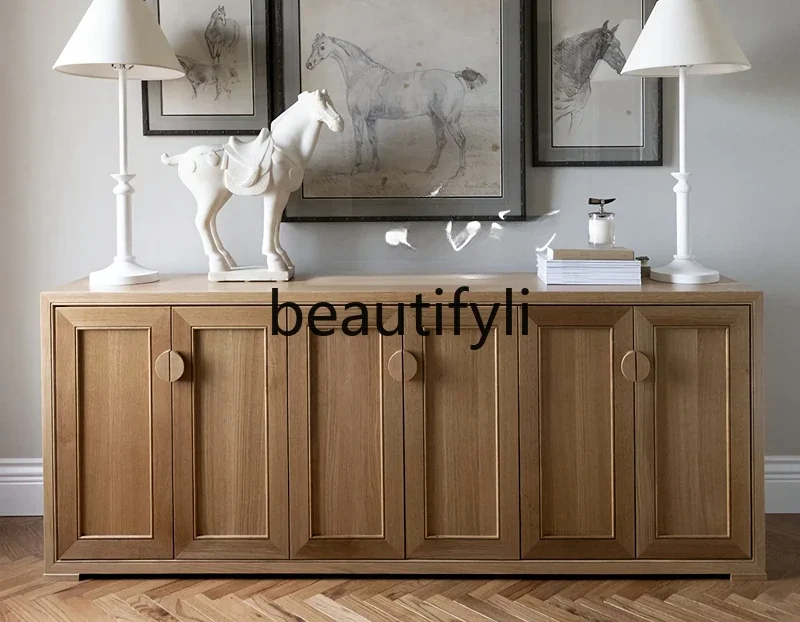 E182 American country log style dining side cabinet, living room wall locker, medieval solid wood, decorative cabinet