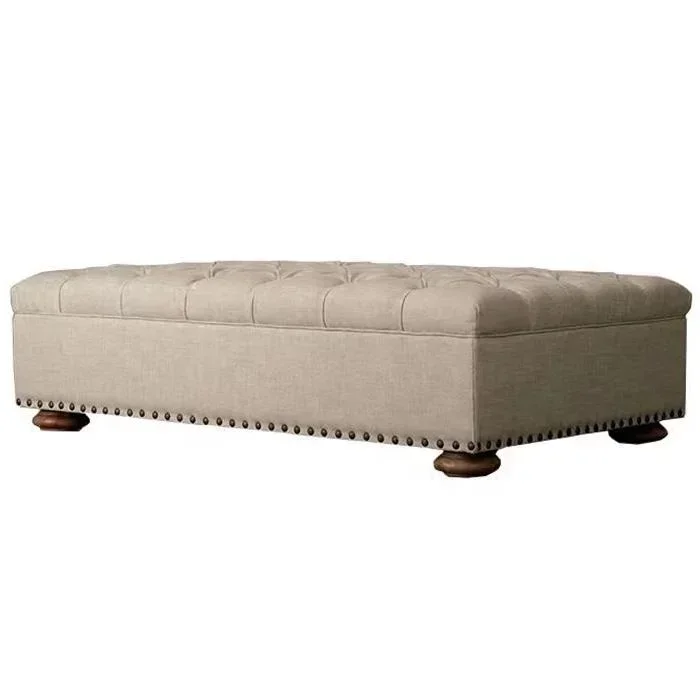 

z Hot selling Contemporary fabric upholstered tufted bench chesterfield ottoman stool furniture