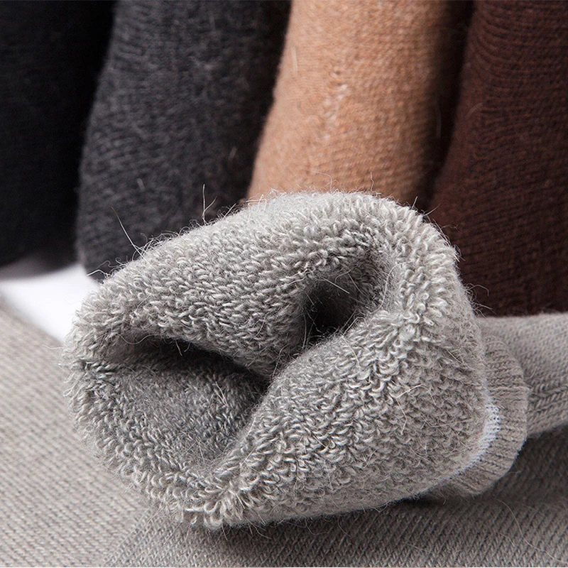 5 Pairs Of Winter Women\'s Warm Socks Solid Color Casual Extra Thick Warm Plush Socks High Quality Warm Wool Socks