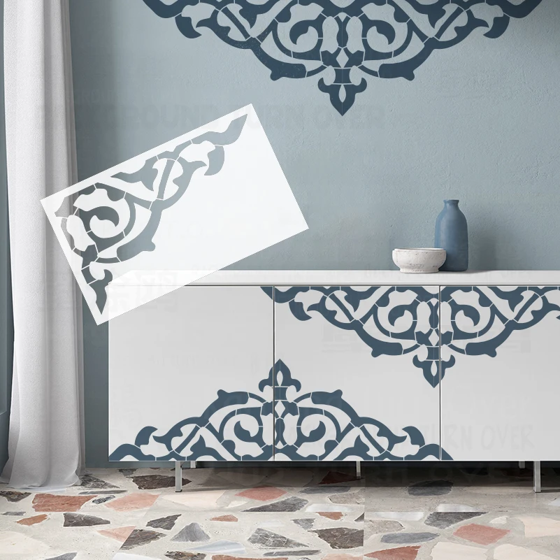 51cm - 86cm Stencil Wall For Painting Custom Decorative Template To Paint Ornamental Interlocking Swirling Baroque S575