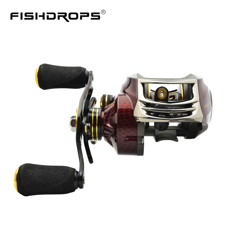 Fishdrops-Baitcasting Fishing Reels, Bait Caster, Left or Right Handed, Magnetic Brake System, Gear Ratio 6.3:1