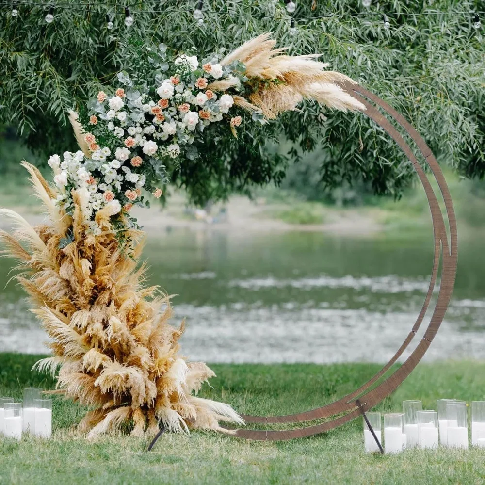 

7.5ft Natural Birch Wood Square Wedding Arch, Rustic Arbor Photography Backdrop Stand