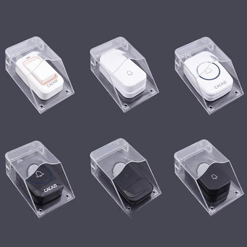 Transparente à prova dwireless água capa para campainha sem fio anel botão clara casa campainha capa para chuva e neve