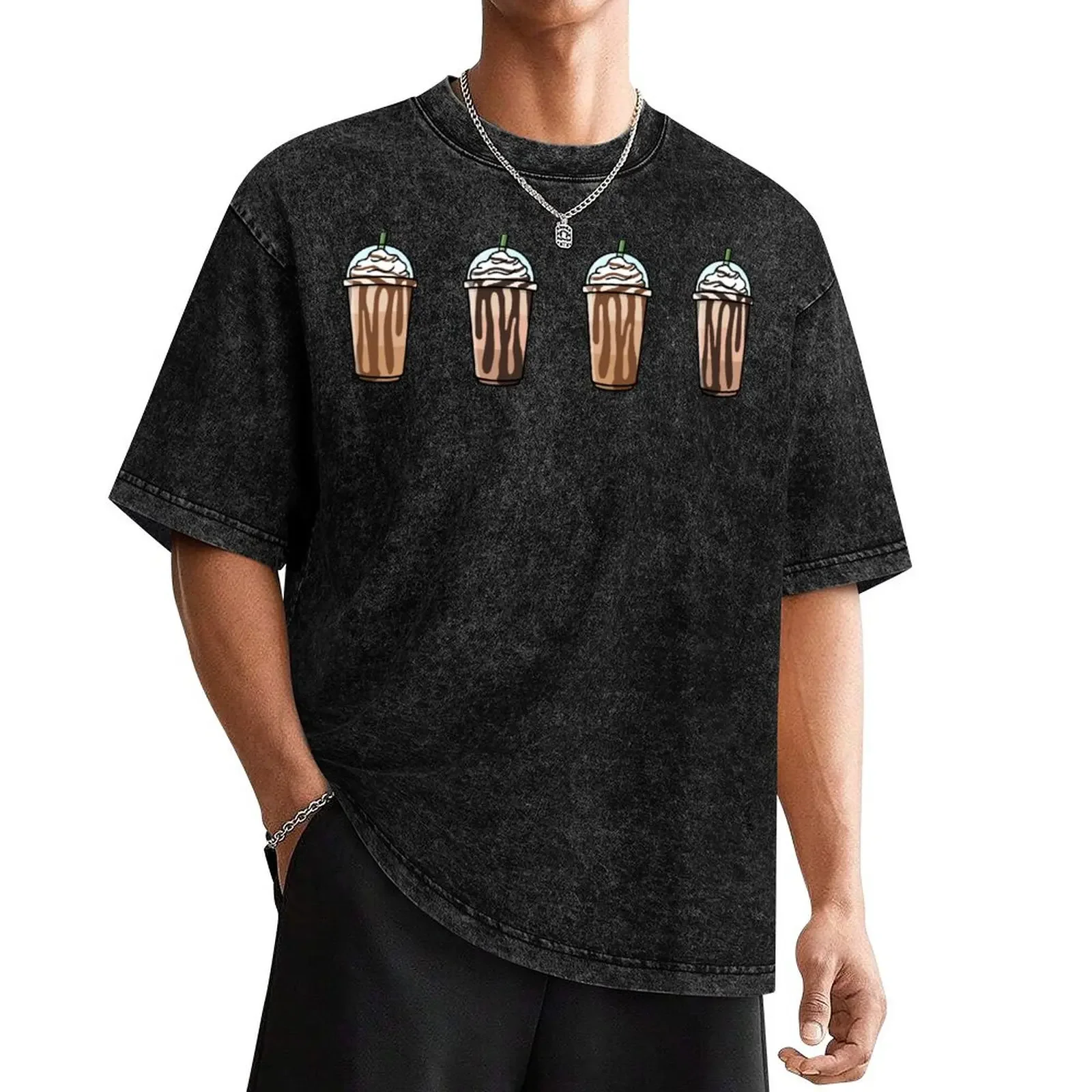 Camisetas de café helado para hombres, ropa hippie gráfica, ropa de anime, Chocolate y caramelo