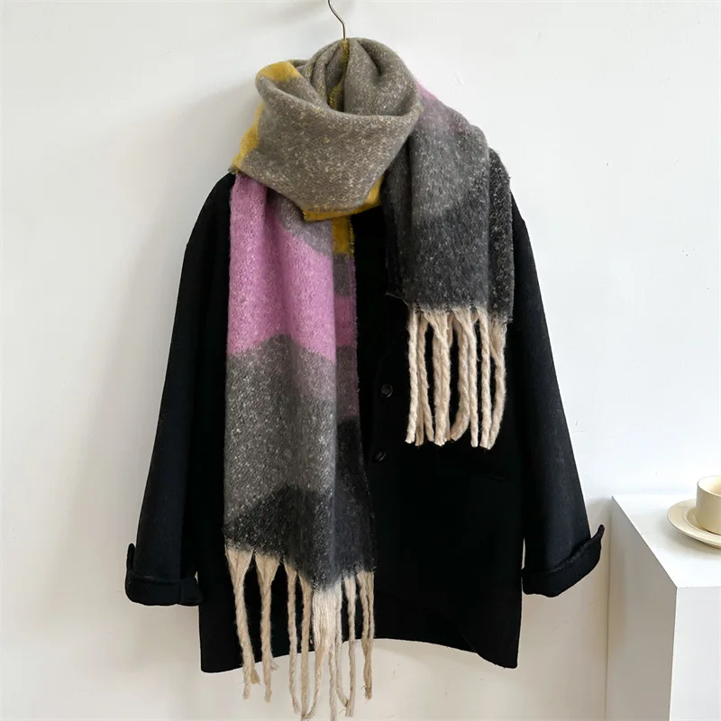 New Imitation Cashmere Autumn Winter Color Match Scarf for Men Women Intensification Warm Scarves Fashion Shawl Headband Muffler