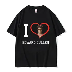 I Heart Edward Cullen - Twilight Graphics Print Tee Shirt Men's Clothing Couples Fashion T Shirt Unisex Cotton Oversized T-shirt