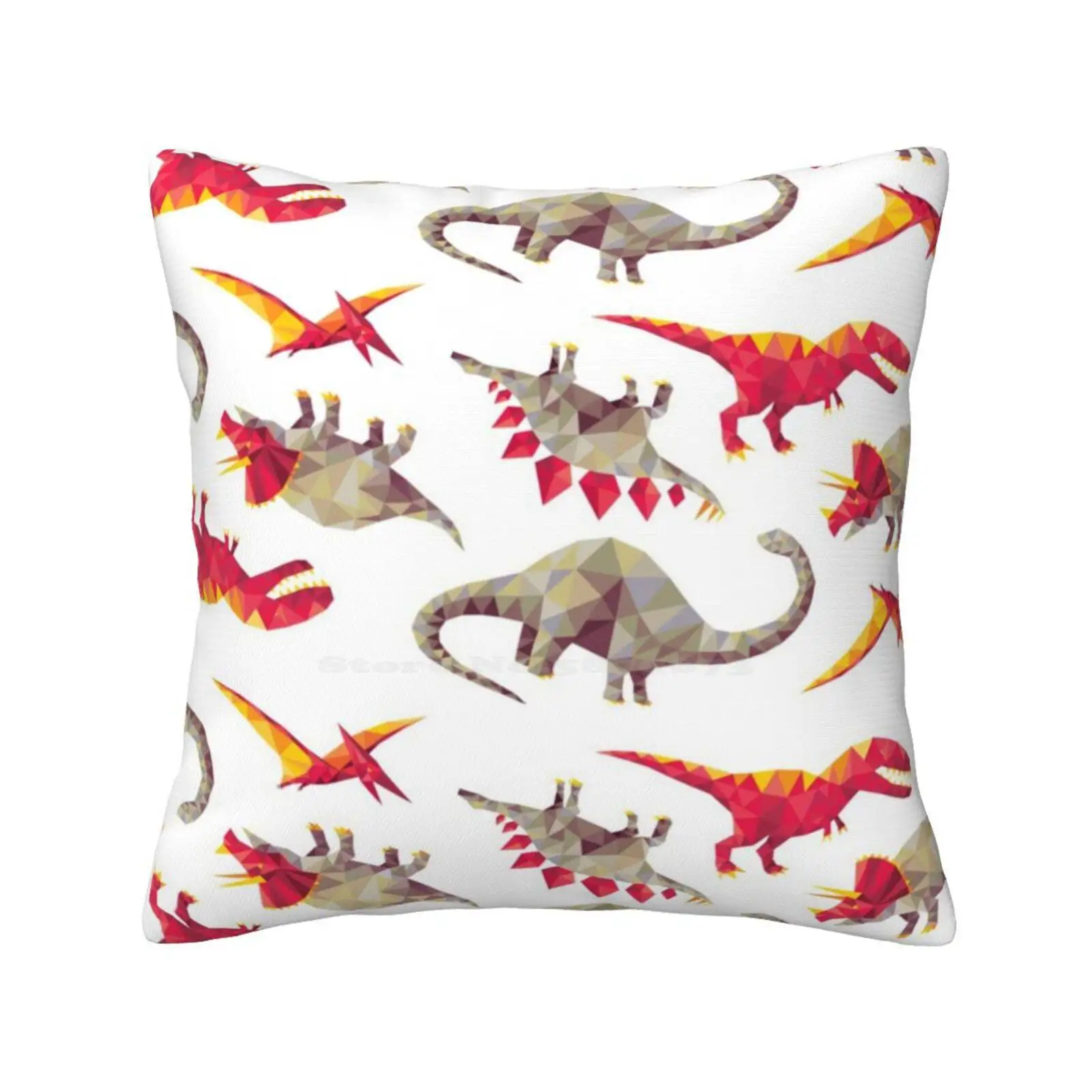 Geo-Saurs Pillow Cover Hug Pillowcase T Rex Tyrannosaurus Triceratops Monsters Dinosaurs Geometric Vector Pattern Dinomike