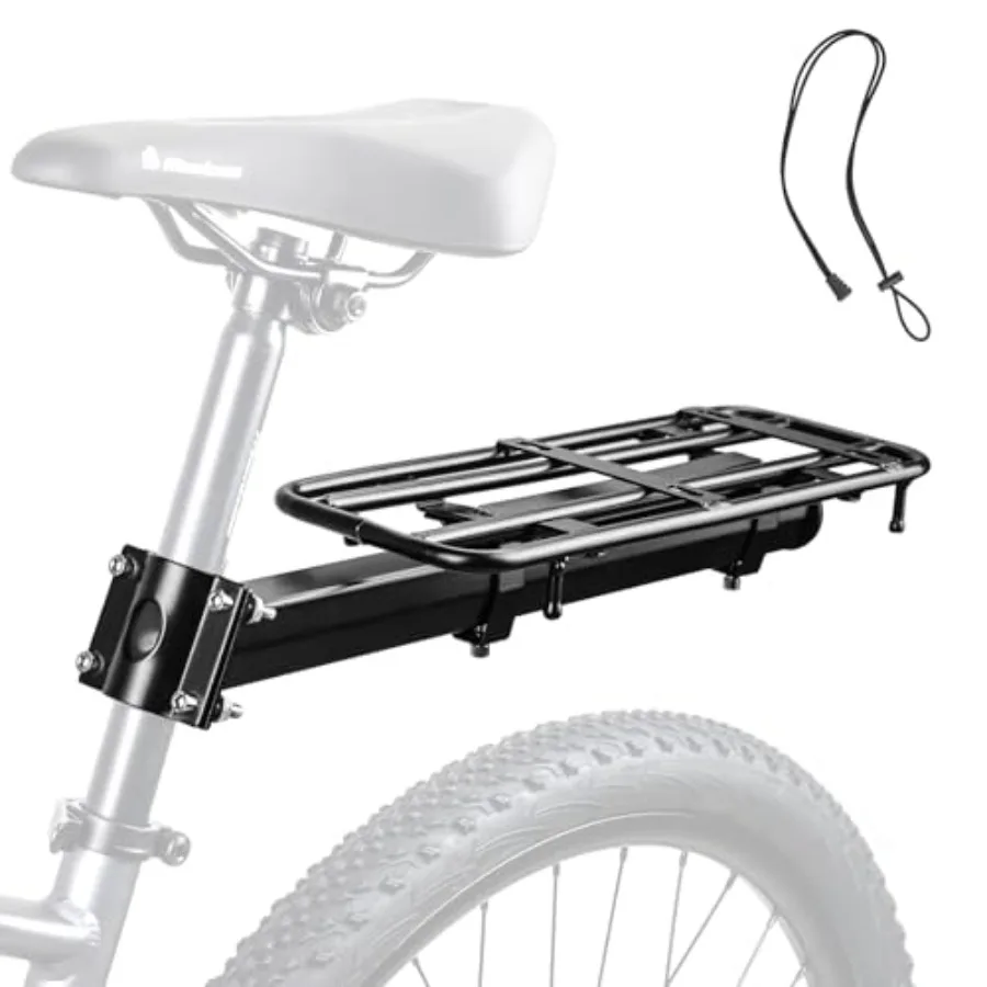 

Adjustable Universal Rear Bike Rack Fits 20" 24" 26" 27.5" 29" Inch Bicycles MTB 15kg/33 lbs Load Capacity Steel Bicycle Carge