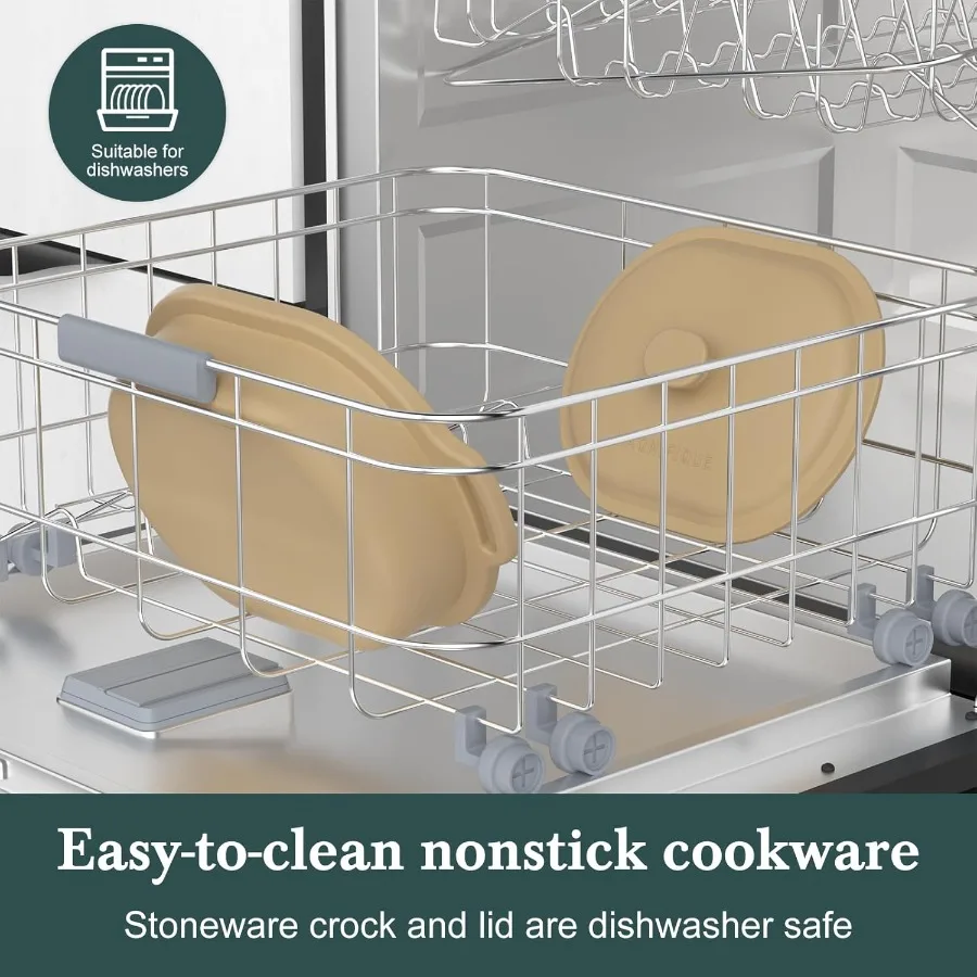 MAGNIFIQUE 4 كوارت طاجن قابل للبرمجة طباخ بطيء 8in1 طباخ متعدد مع قطعة خبز حجرية غير سامة قابلة للإزالة لـ Coo الصحية