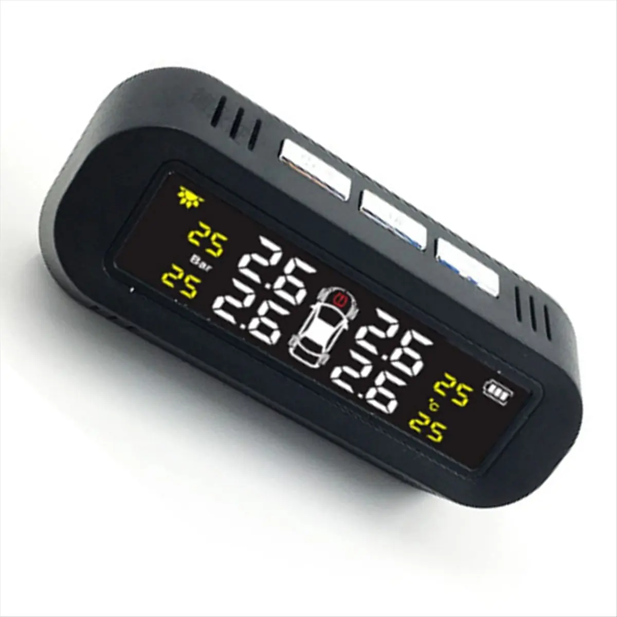 

M85K Solar Tire Pressure Monitoring System Temperature Warning Save with 4 External Sensors Car Tyre Pressure Monitor