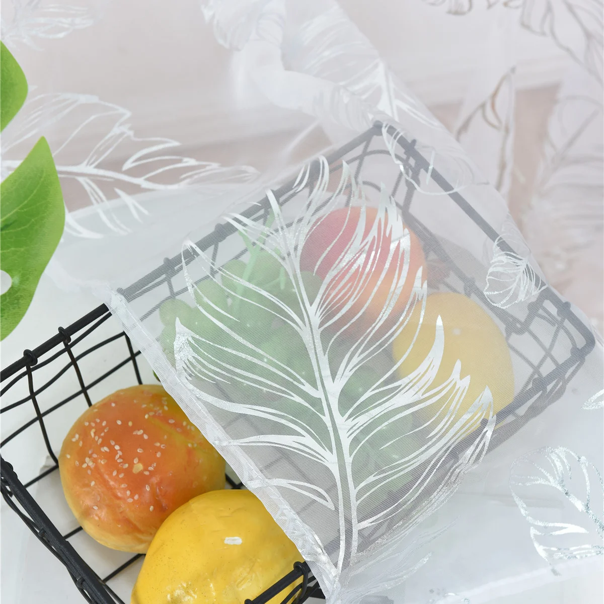 

1Pcs Bronzing Window Curtain Silver 100x200cm Sheer Voile Half Shading Tulle Decorative Pastoral Home Bedroom