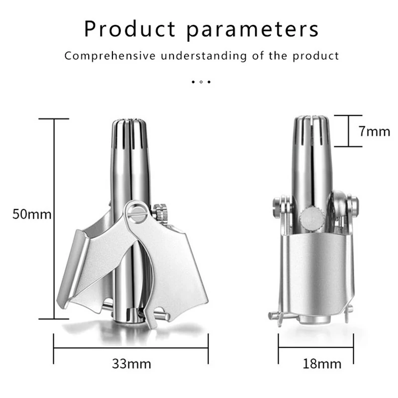 Alat pembersih pemangkas rambut hidung, alat penghilang rambut dapat dicuci dengan sikat, pisau cukur mekanis Manual Stainless Steel baja tahan karat untuk pria dan wanita