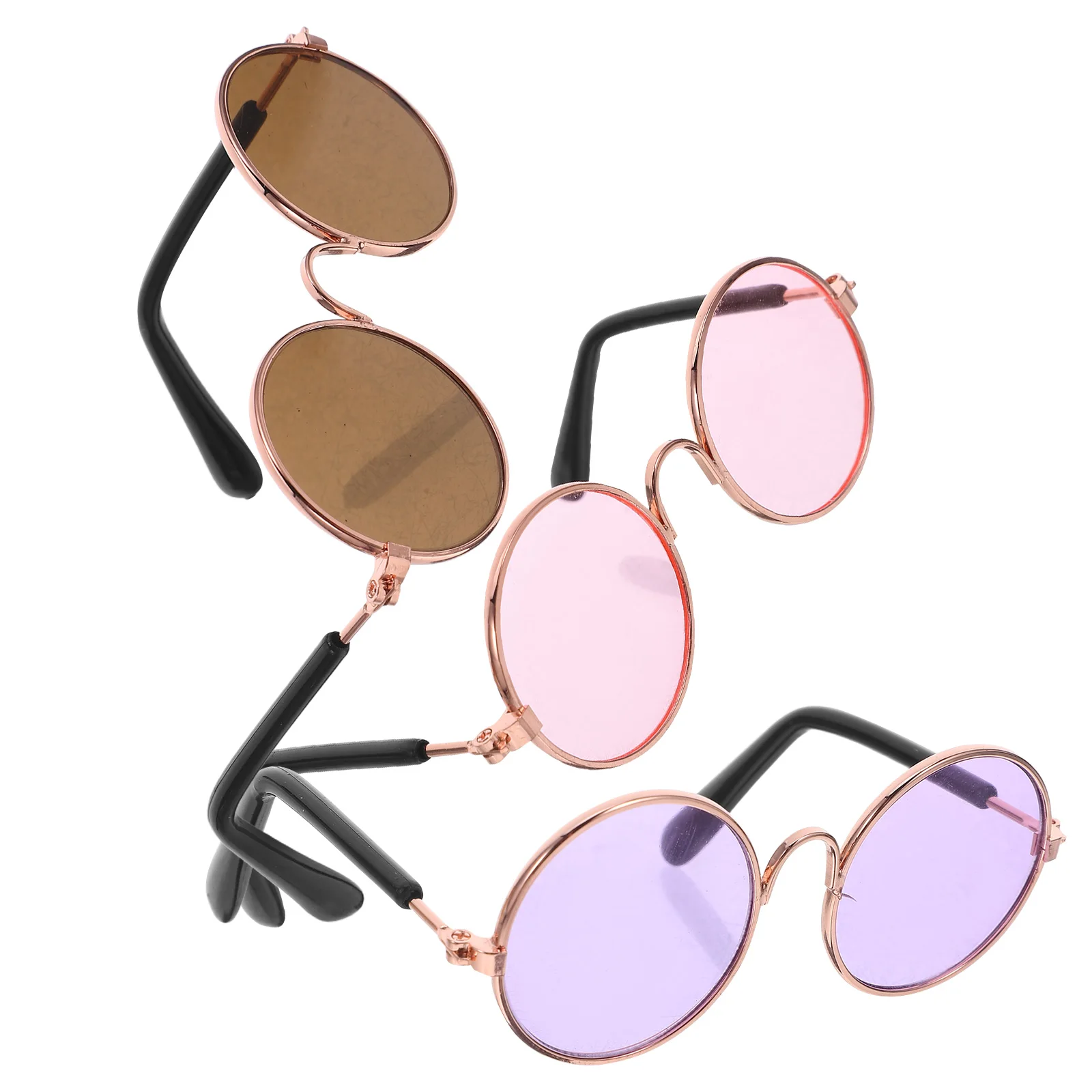 

3Pcs Mini Eyeglasses Metal Wire Foldable Frames for Dollhouse Accessories DIY Craft Photo Props Decoration Glasses