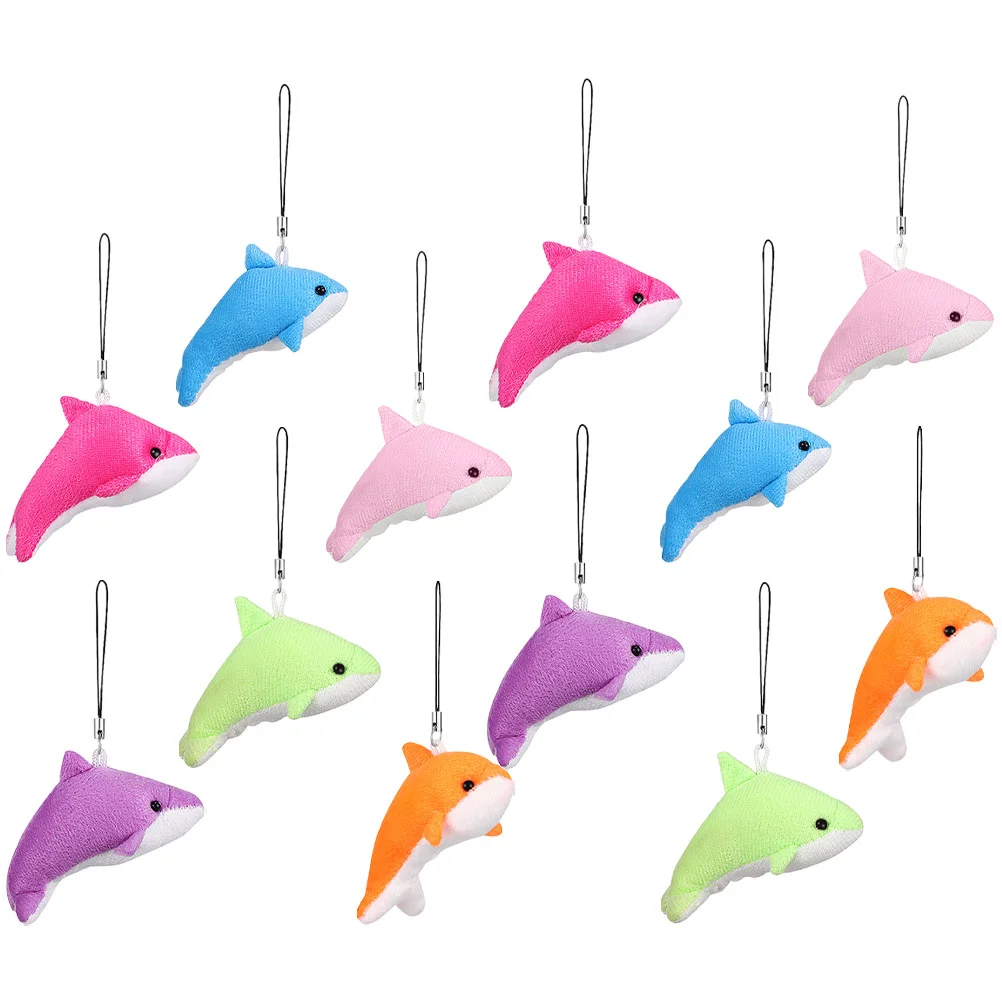 12 Pcs Memorial Gifts Key Chain Pendant Plush Dolphin Ornament Cell Phone Pendants Backpack Keychain Miss