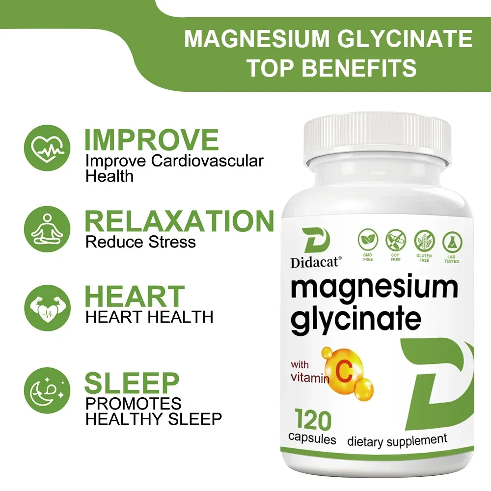 Magnesium Glycinate 1000 Mg, 120 Veggie Capsules - Highly Purified Trace Mineral for Muscle, Joint, Heart and Digestive Health