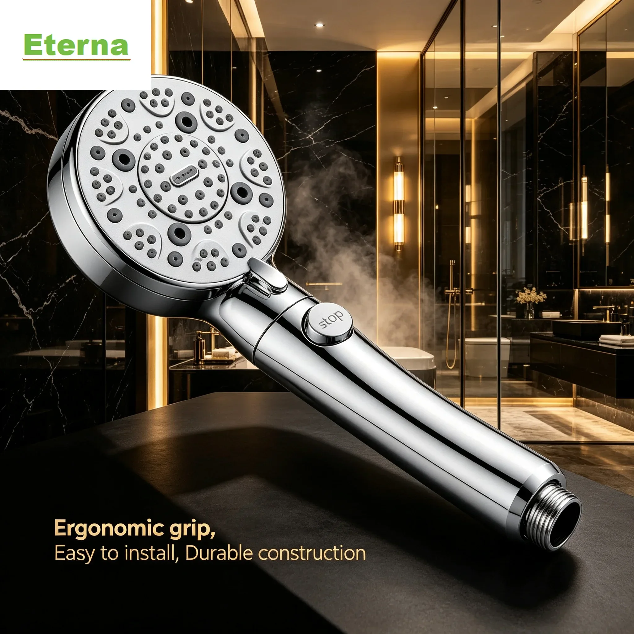 Adjustable 9‑Mode Rain & Massage Shower Head High‑Pressure Boost Large‑Flow Shower Nozzle Bathroom Shower Accessory