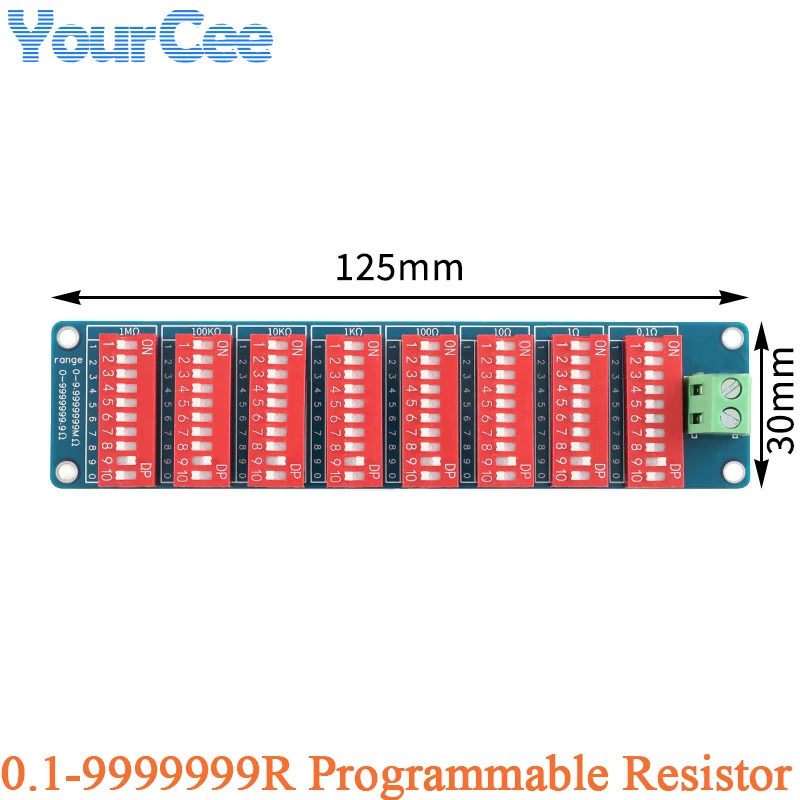 0.1-9999999R Programmable Resistor Resistance Board PCB Module Eight-segment 1% Accuracy 0.1-9999999MΩ 0.1Ω -9999999Ω Ohm