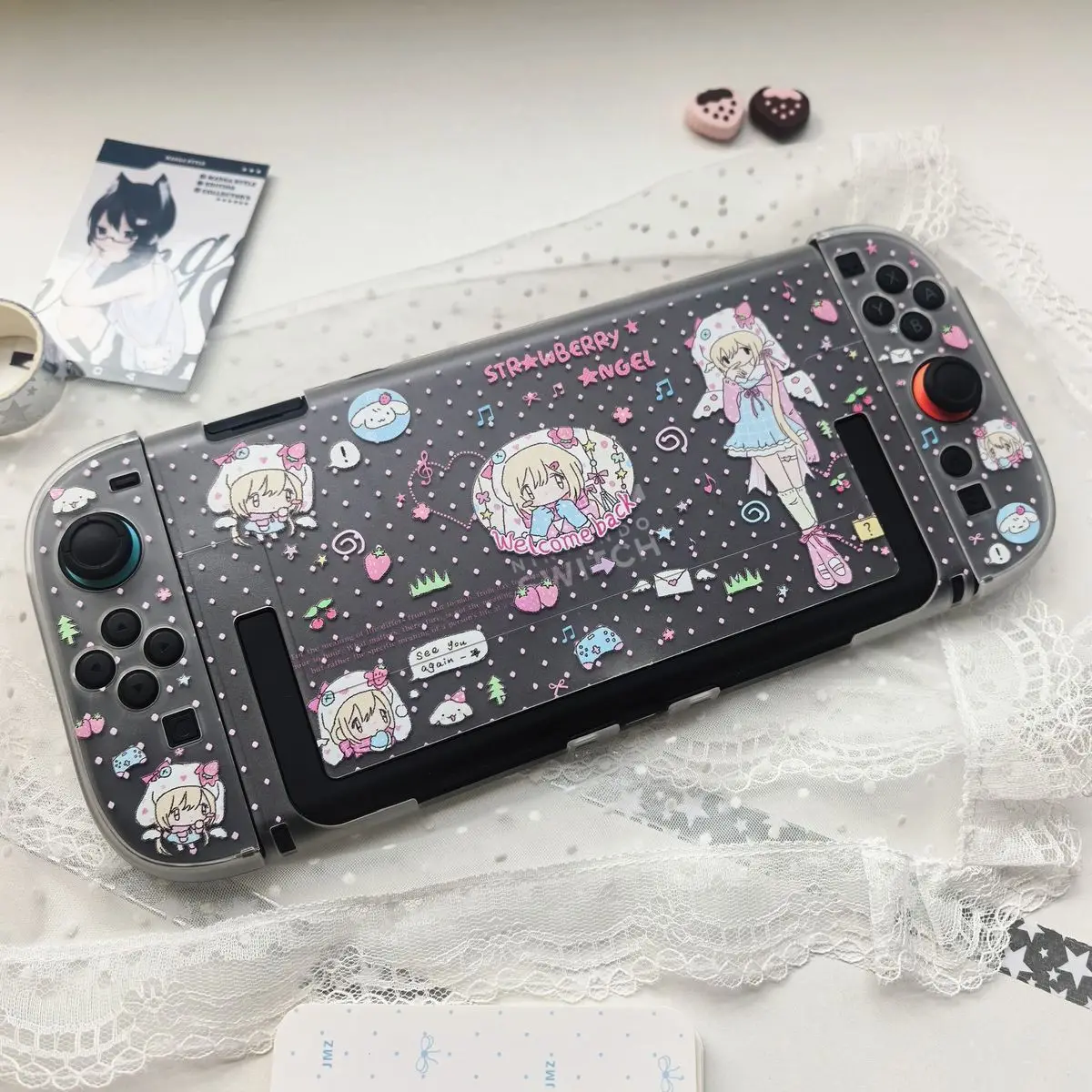 Anime Polka Dot Transparent NS2 Hard Case Dockable Split Shockproof Joy-Con Controller Shell for Nintendo Switch 2 Game Console