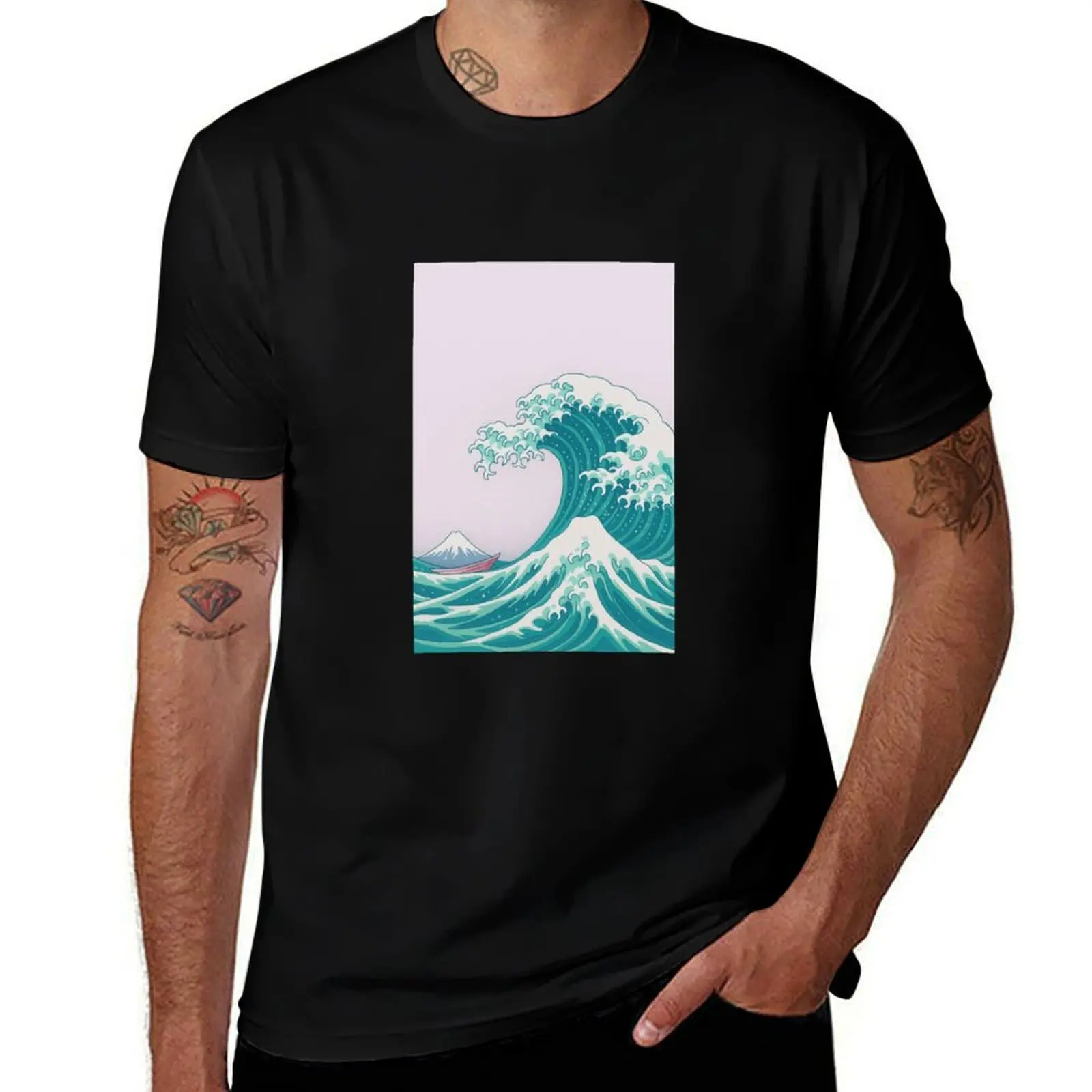 

Giant Wave with Mount Fuji T-Shirt man clothes kawaii clothes blacks blue archive mens tall t shirts