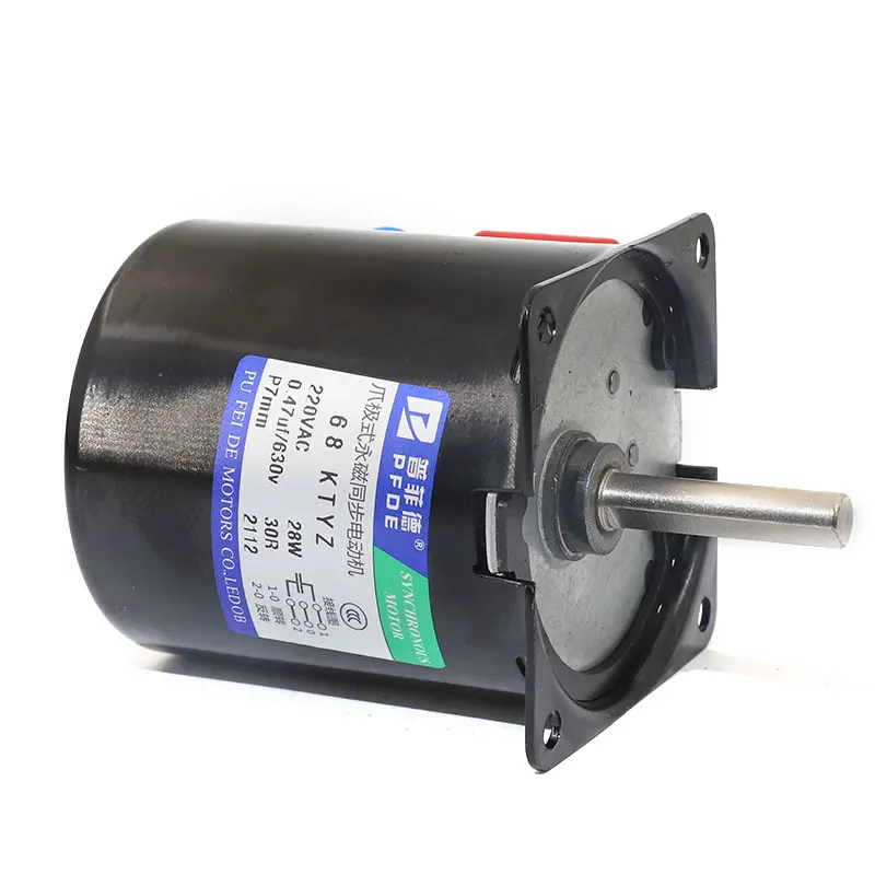 with bracket High Torque Permanent Magnet Synchronous Motor 68KTYZ 28W 220V AC Eccentric Shaft 7mm Forward and reverse rotation