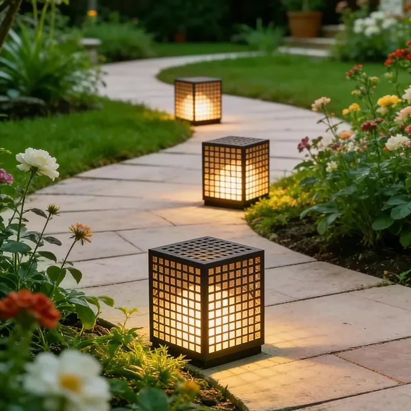 Outdoor Waterproof Solar-powered Courtyard Pillar Lamp, Chinese-style Villa Floor Lamp, Landscape Decorative Garden Path Lawn