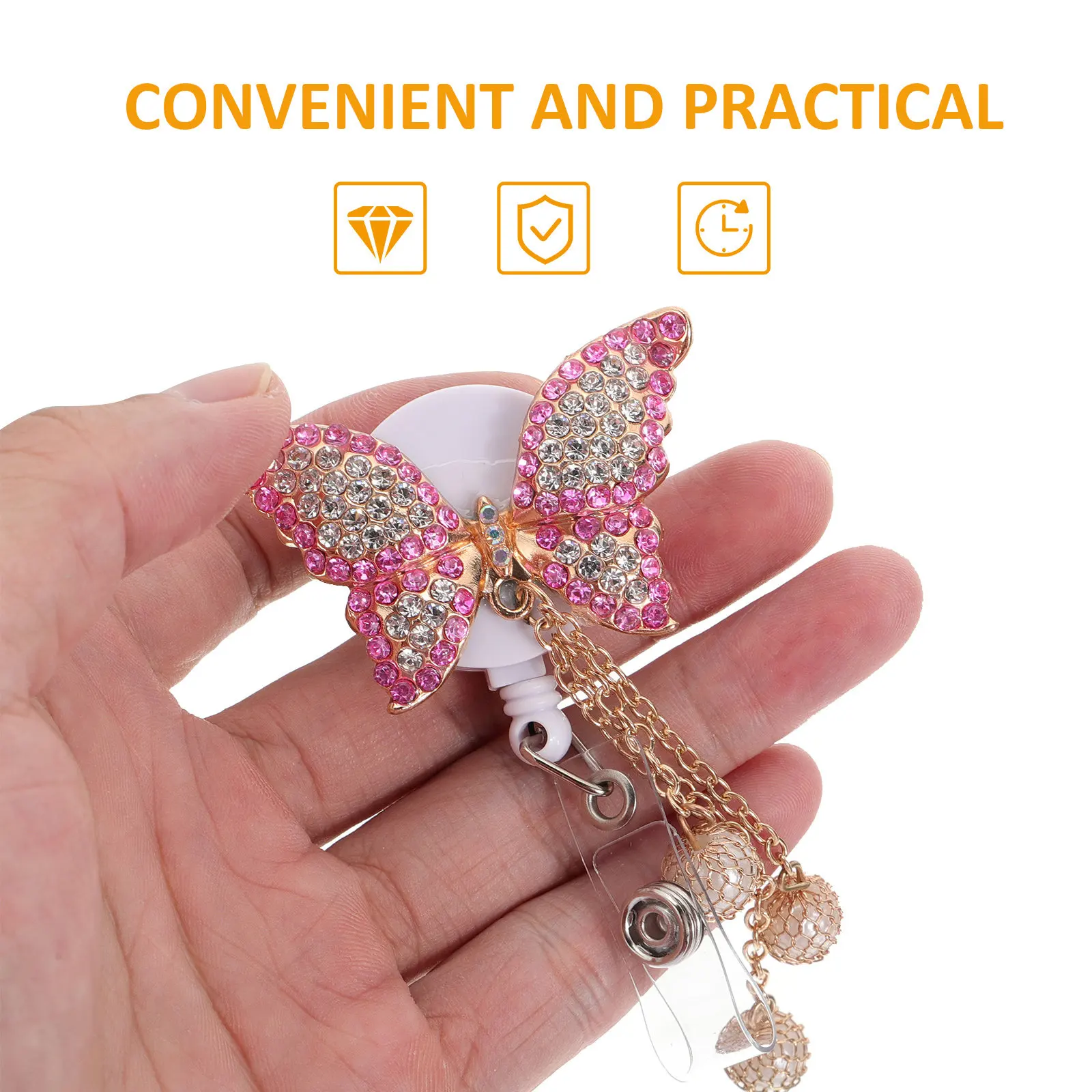 1Pcs Butterflies Id Cards Holder Badge Clip with Strong Clip for Shirt Pocket Collar Belt Work Student Nurse Uniform Accessory