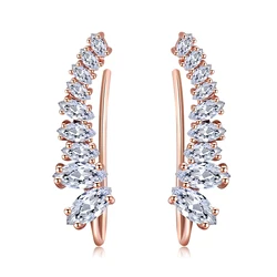 Angle Wing Ear Cuff Climbing Earrings for Women Shiny Zirconia Rose Gold Color Crystal Ear Accessories Girls Gift Jewelry E791