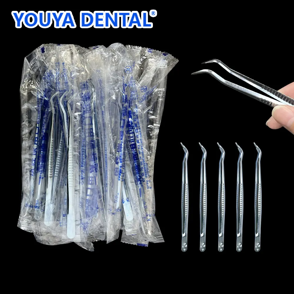 

Dental Instrument Dentist Kit Disposable Medical Tweezer Tool Stainless Steel Serrated Curved forceps Clinic Surgical Instrument